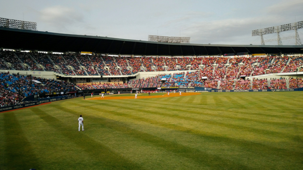 Baseball match in a Korean stadium