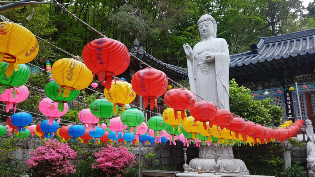 Buddha's birthday ornaments at a temple