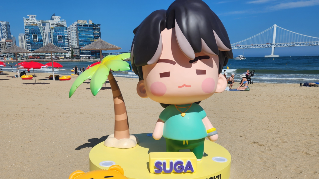 BTS inflatable on the beach